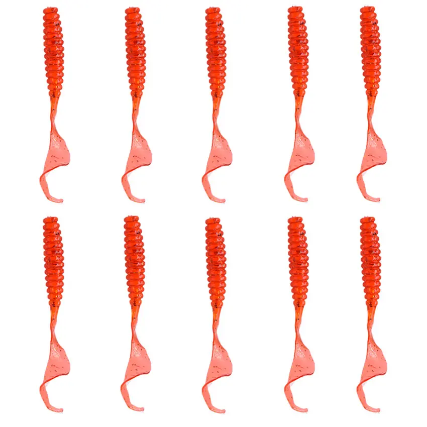 6 см 10 шт. приманка личинка мягкая резиновая силикагель червь приманка рыболовные снасти для морской и пресной воды - Цвет: Красный
