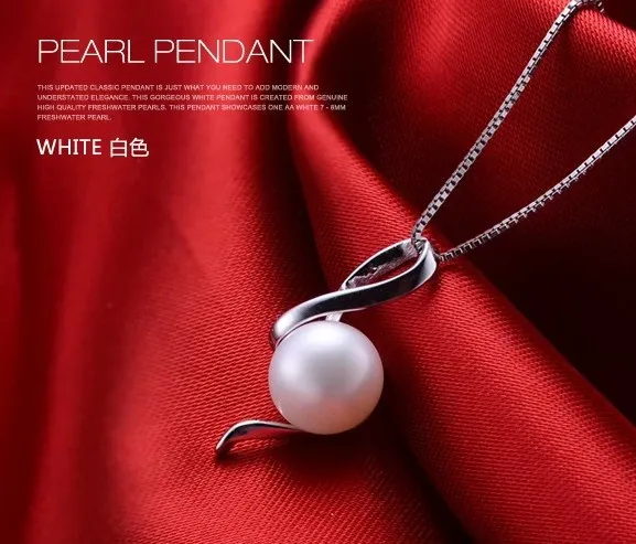 

3 color Genuine Natural 8-9mm Size Freshwater Pearl Pendant with Silver Chain Cheap Nice Quality Jewelry for Women