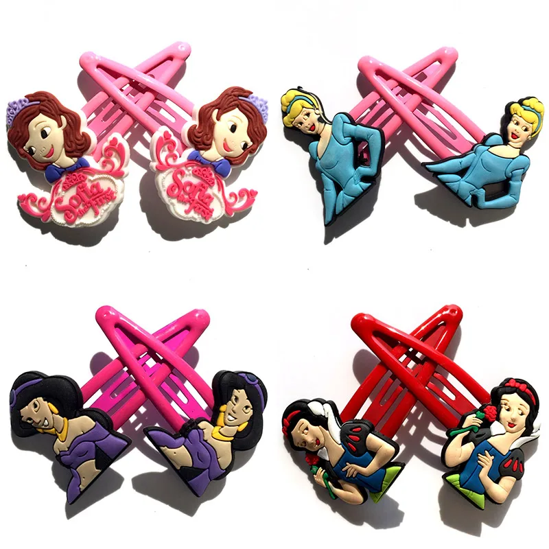 

4Pairs/lot Beauty Princess baby Girls' Hairpins Hairgrips Soft Fabric Girls Headwear Women Hair accessories kids hair clips