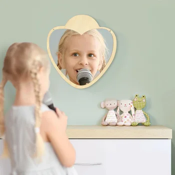 

1Piece Heart Shaped Decorative Wall Mirror With Wooden Back Make-up Wall Hanging Mirror Unique Valentines Day Gift Idea For Her