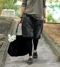 2017 female Large water wash jeans harem pants black capris 5 pants plus harem pants denim knee-length pants