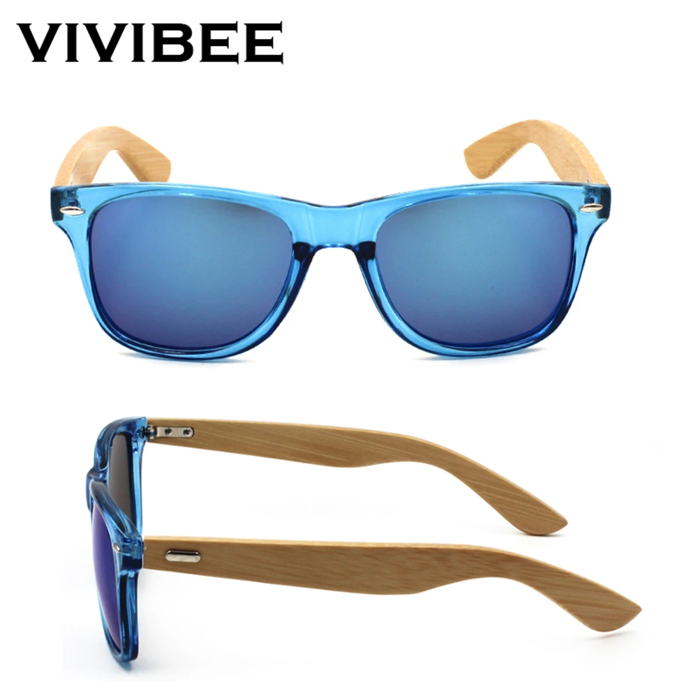 VIVIBEE мужские и женские солнцезащитные очки из натурального бамбука UV400 ретро