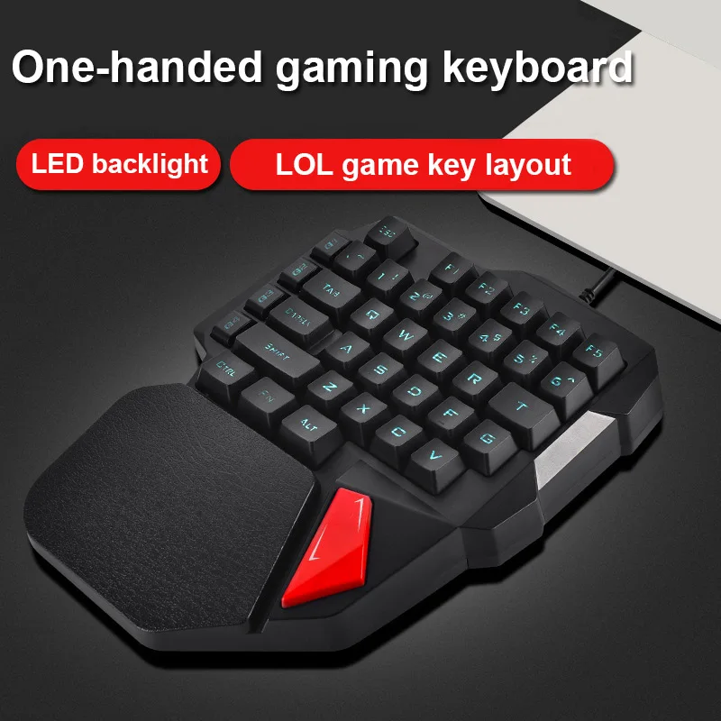 

Single Hand Wired Gaming Keyboard 38 Keys Mini Mechanical Keypad for Dota OW PUBG QJY99