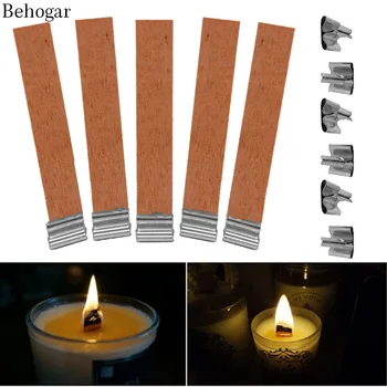 

50PCS Wooden Candles Wicks with Sustainer Candle Handmade DIY Home Decor Craft Candle Wood Wick with Sustainer Tab