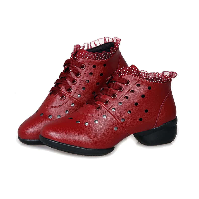 Black Red Women Sports Feature Modern Dance Sneakers Hollow Out Ballroom Tango Jazz Dance Shoes Sof