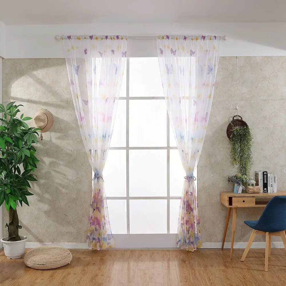 Красивые бабочки печать экран Тюль-шторы для окон для спальни гостиной