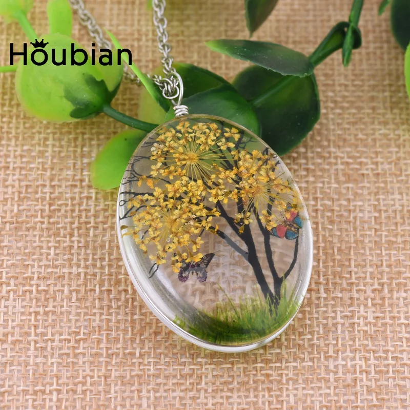 HouBian Time драгоценные камни кулон с высушенным цветком ожерелье милый цветок Forever кулон ожерелье в виде дерева жизни веревка Chian Шарм женские ювелирные изделия