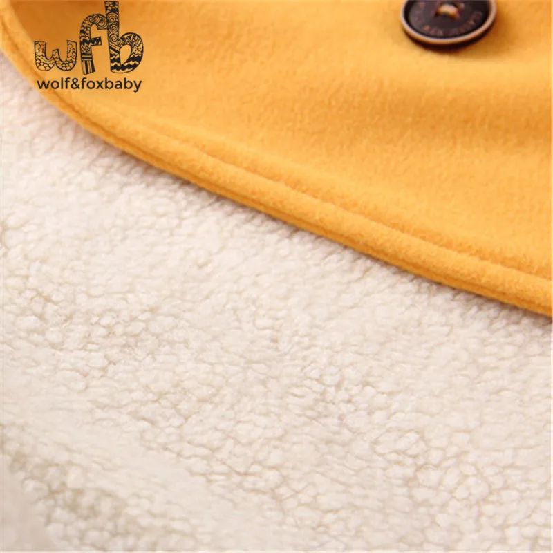 Retail 3-10 years children coats Plus velvet thickening double breasted full-sleeves solid color kids spring autumn fall winter