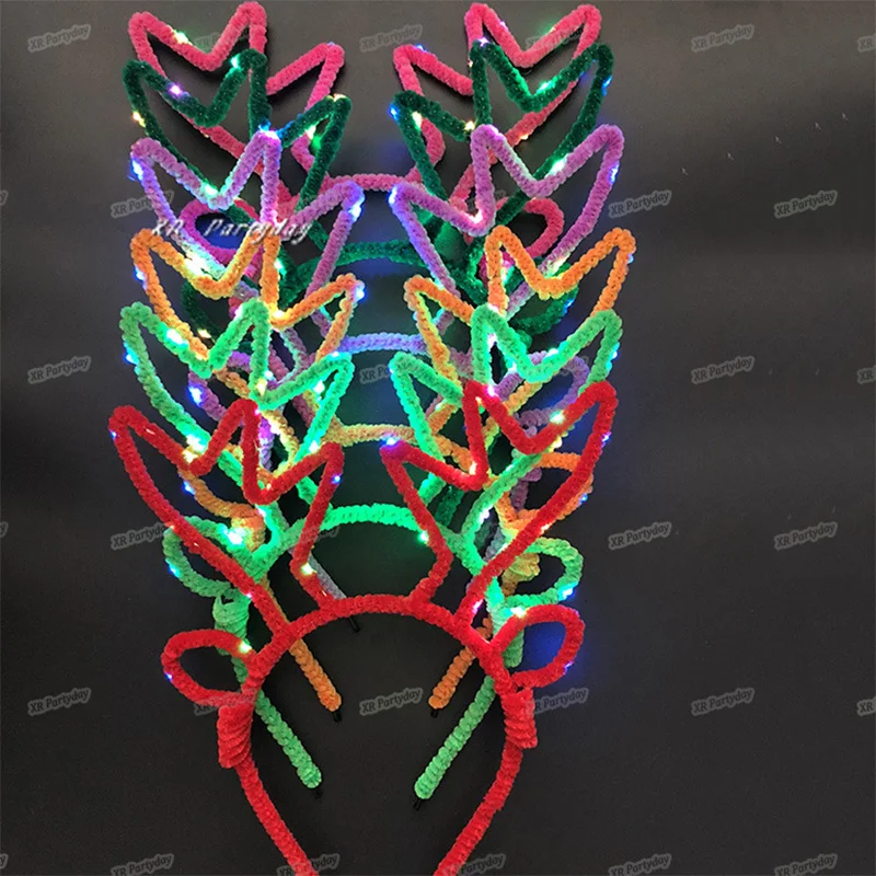 

LED Glow Light Elk Deer Head wear Princess Headband Flashing Hair Accessories For Child Adult Birthday Party Halloween Christmas