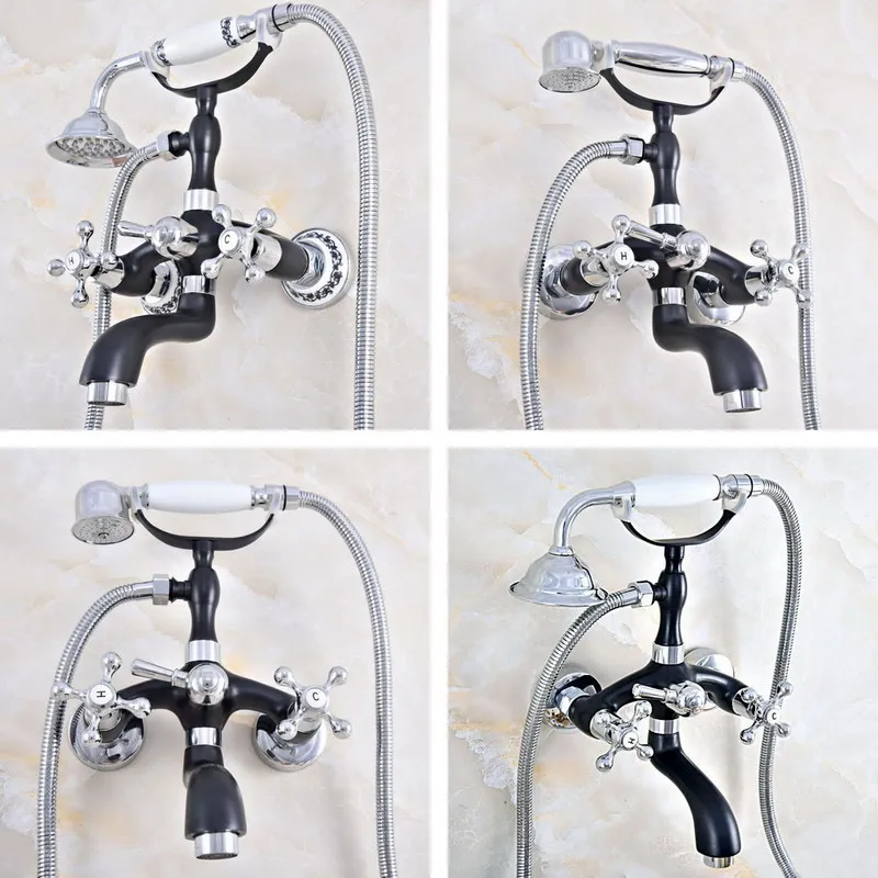 

Wall Mounted Telephone Style Clawfoot bath and shower faucet set shower bathtub faucet Chrome & Black Oil Rubbed Brass ana605