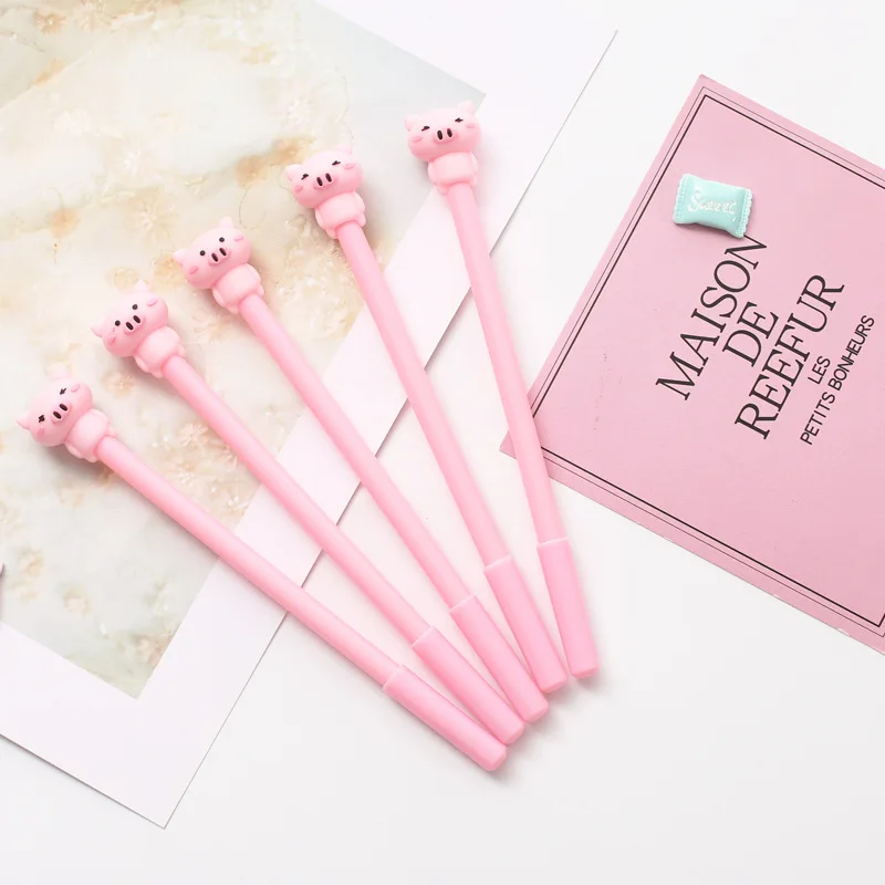

Cute Pink Cartoon Pig Gel Pen 0.5mm Black Ink Pens School & Office writing Supply Kawaii Stationery Gift