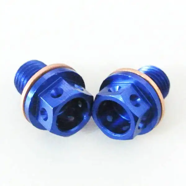 M12 x P1.5 Blue Dirt Bike Hollow Engine Oil Drain Plug Screws