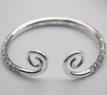 

Pure 990 Sterling Silver Bangle Monkey King's Love Magic Open Bangle 56-64mm D