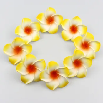 

Yellow Plumeria 2 inch Plumeria Foam Flower Beach Weddings Hula Hawaii Gardenia Vacation Tropical Costumes 20pcs/lot