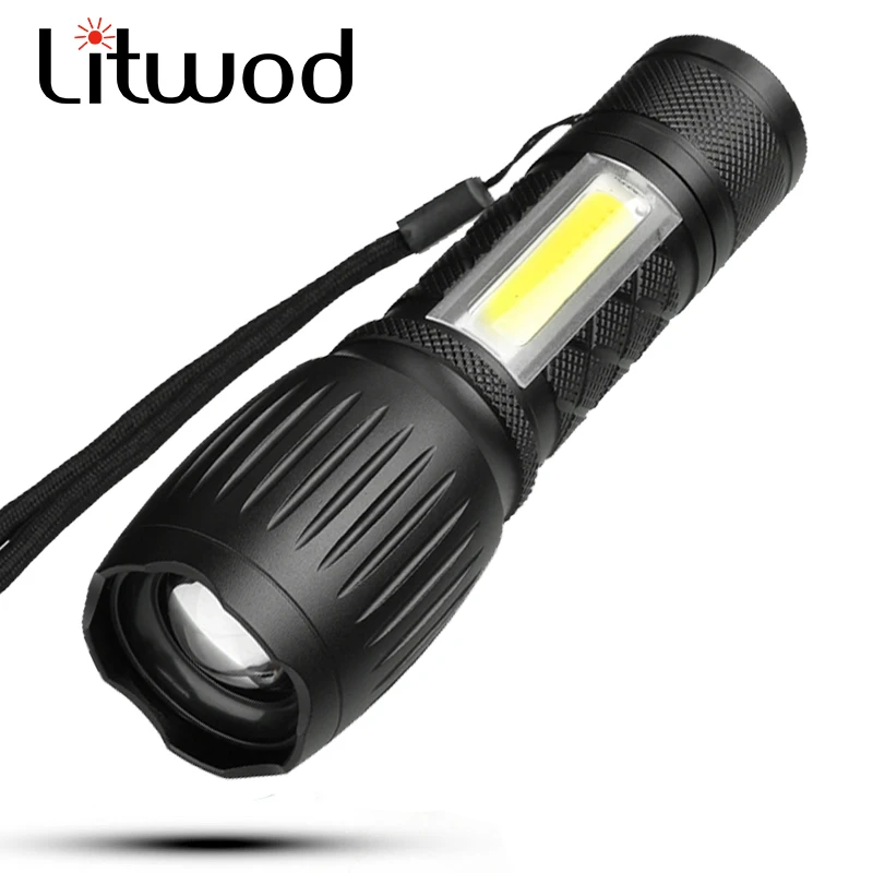 

Litwod z20 104 LED Flashlight T6 + COB Zoom Waterproof Aluminum Torch Tail magnet use 18650 or AAA Battery For Camping working