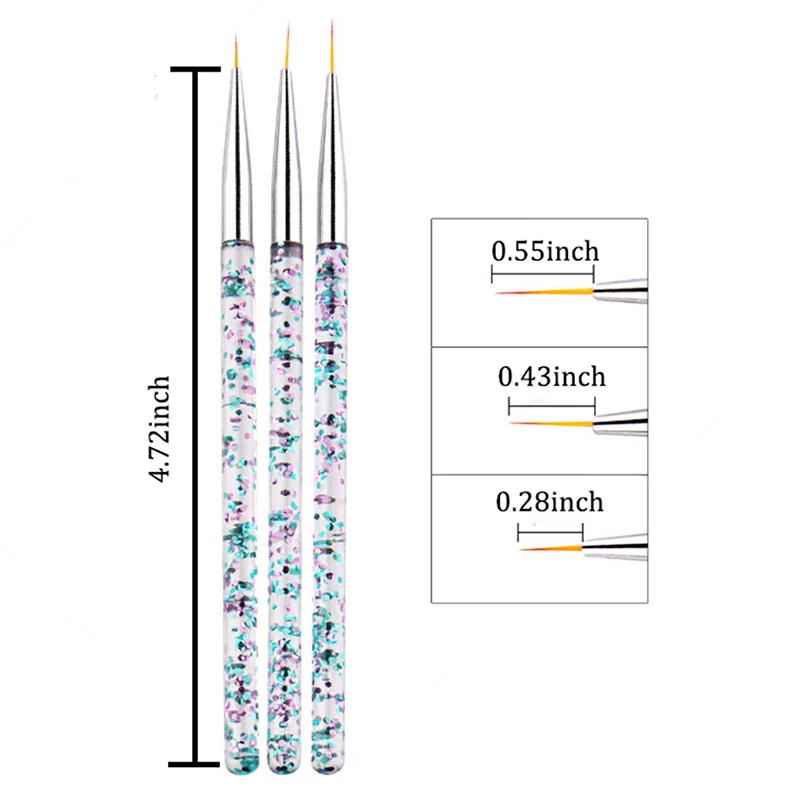 Лидер продаж 3 шт./компл. ногтей искусство линии малярные кисти, кристаллый акриловый тонкий лайнер для рисования карандаш для маникюра, инструменты УФ-гель
