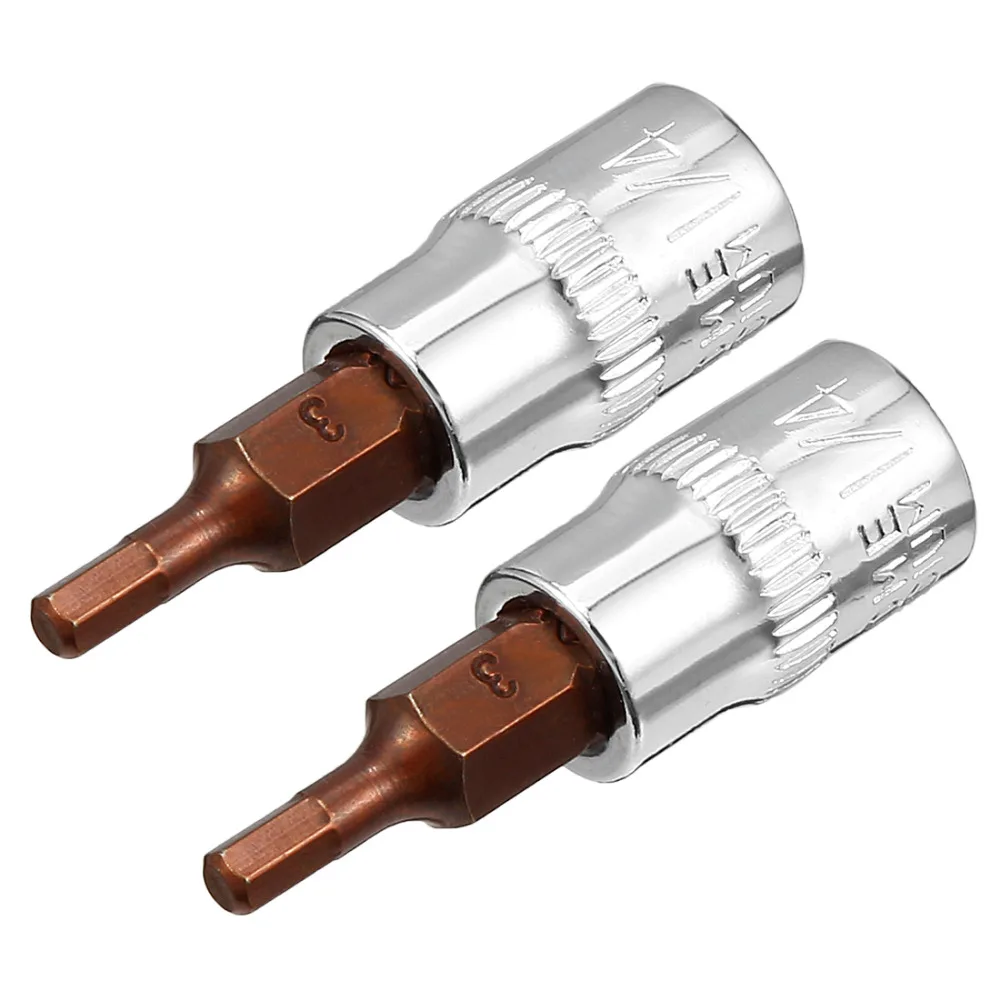 

UXCELL 2Pcs 1/4-Inch Drive 3mm 4mm 5mm 6mm Hex Bit Socket, S2 Steel for DIY Hand-making, Automotive Repairs