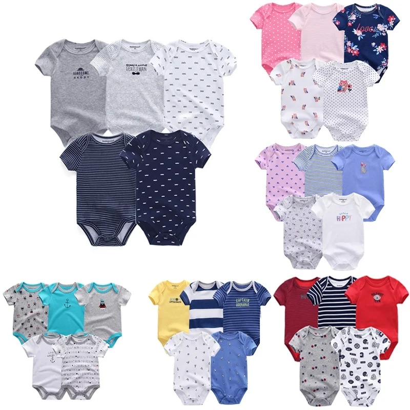 

5 PCS/lot Baby rompers 100% Cotton Infant Body Short Sleeve baby Jumpsuit Cartoon ropa bebe Baby Boy Girl clothes