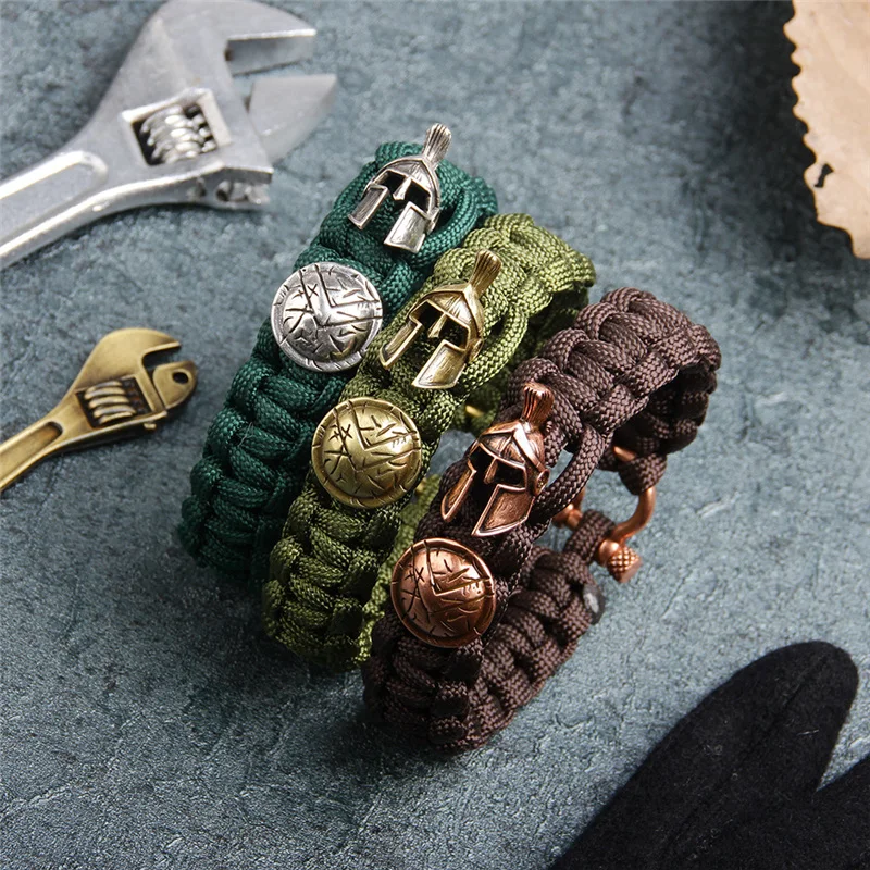 Модный наружный браслет для выживания, мужской Спартанский шлем, воин, браслеты Pulseira, ручная работа, веревка, женский браслет, летний подарок
