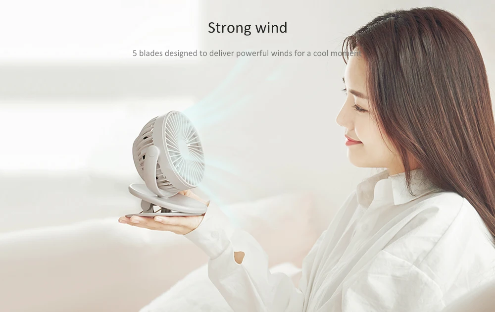 Xiaomi SOLOVE Clip-on Fan 360 градусов вращающийся мини 3 скорости 5 лезвий Ручной USB Электрический вентилятор для студенческого общежития Офис Дом