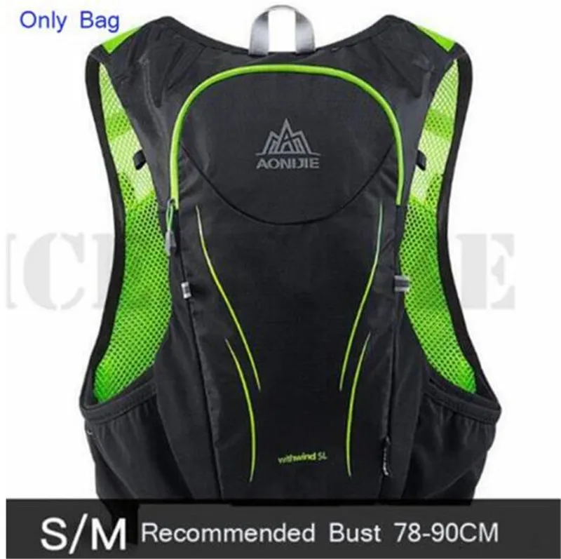 AONIJIE 5L обновленный Женский Мужской жилет для марафона, рюкзак для велоспорта, походов, сумка для спорта на открытом воздухе, рюкзак для бега - Цвет: Black Green S M
