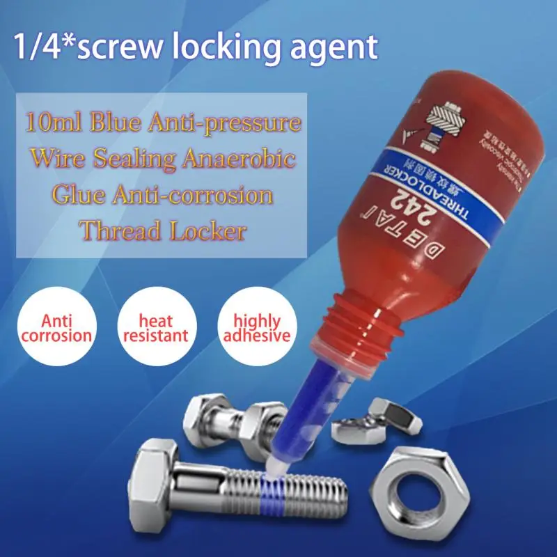 

1PC/4PCS 10ml 242 Blue Anti-pressure Adhesive Adhesive Anaerobic Glue Screw Agent Locking Wire Sealing & Leakproof