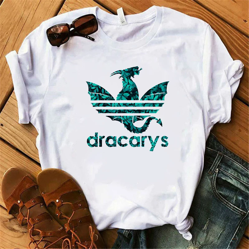 Dracarys игра трона Женская футболка женская летняя с принтом дракона Футболка белая Повседневная размера плюс уличная мода футболки - Цвет: XWT0338