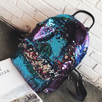 

111318 new hot lady casual fashion travel backpack lady shining schoolbags