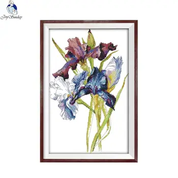 

Joy sunday the Iris Counted Cross Stitch 11CT 14CT DIY Handwork Flowers Style Cross Stitch Kits For Embroidery Home Decor