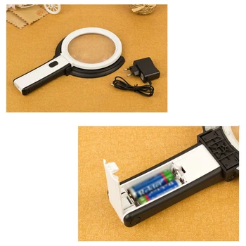 

Free shipping Table Desk-type Lamp Handheld Foldable Loupe Portable 10 LED Light Magnifier Magnifying Glass with Light Lens