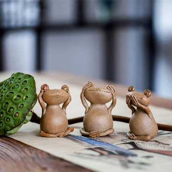 

Frog Tea pet figurines Hand pinch Ceramic frogs Arts and Crafts fairy garden miniatures home decoration accessories modern