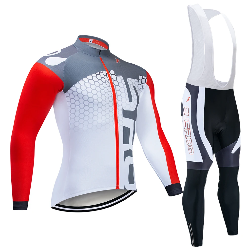 

RED Pro Team Men's Long Sleeve Cycling Jersey Set Bicycle Cheap Cycle Clothing Maillot Racing BikeUNIFORM Clothes Jersey 9D GEL