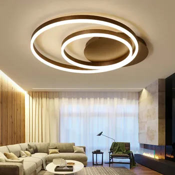

Modern remote control led ceiling lights for living room lamparas de techo dimming led ceiling lamp coffee color double circle