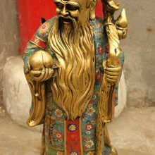 USPS в США S1731 1" Народные Китайские Перегородчатые Бронзовый Шоу Персик Тыква Долголетие Звезда Бог Статуя