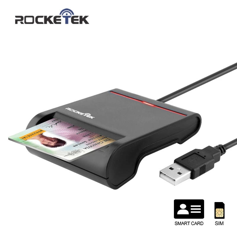 Rocketek USB 2.0 Smart Card Reader CAC, ID,Bank card,sim card cloner connector cardreader adapter pc computer laptop accessories