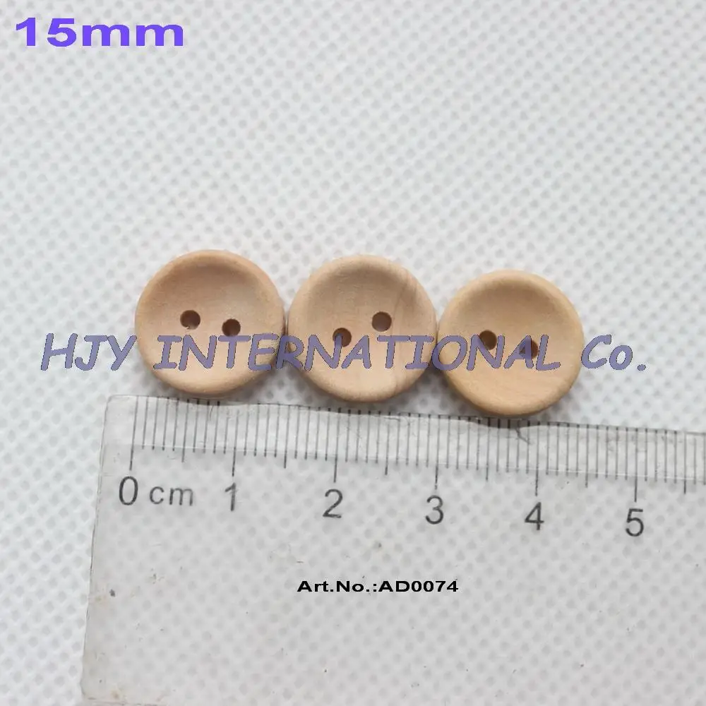 

15mm Unfinished Personalized button plain wooden button with your own message or shop name - AD0074