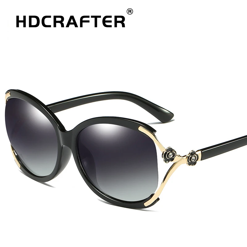 Высокое качество роскошные поляризованные негабаритных солнцезащитные очки Для женщин Брендовая Дизайнерская обувь UV400 солнцезащитные