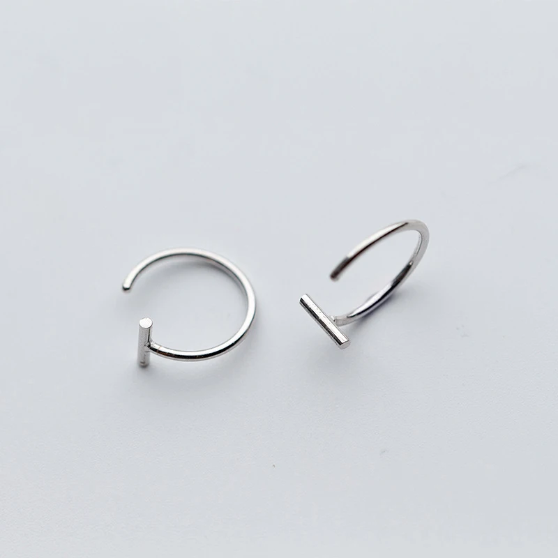 MloveAcc 100% 925 Solid Real Sterling Silver Fashion Tiny Cute Stick Semicircle Stud Earrings for Women Girls Kids Gift Jewelry | Украшения