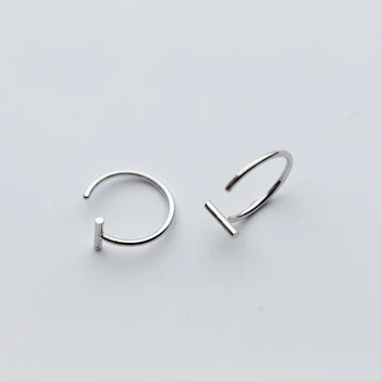 

MloveAcc 100% 925 Solid Real Sterling Silver Fashion Tiny Cute Stick Semicircle Stud Earrings for Women Girls Kids Gift Jewelry