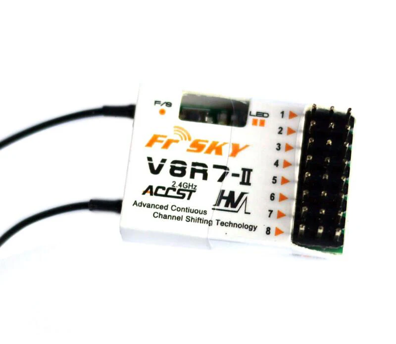 

FrSky V8R7-II Receiver 2.4G 3-16V 8CH HV High Voltage Telemetry Compatible with All FrSky Modules V8 Mode D Mode Transmittion