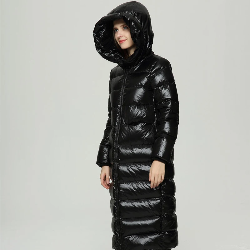 Зимний женский пуховик,, высокое качество, кокон, длинный, модный, белый, утиный пух, верхняя одежда для женщин, уплотненное, свободное, теплое пальто, DD833