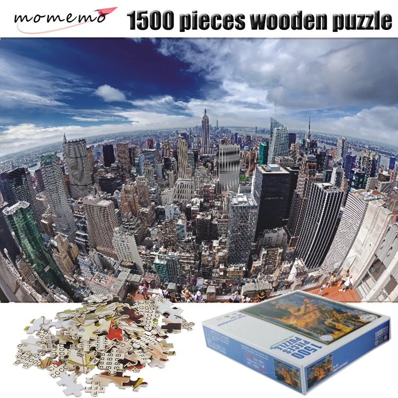 MOMEMO Manhattan Puzzle 1500 штук известная мозаика с пейзажем деревянные головоломки для взрослых 1500 штук головоломки для сборки игрушки для детей