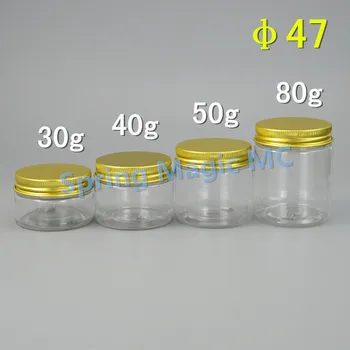 

30g 40g 50g 80g Transparent PET Cream Jar with Gold Aluminum lid,Eye Cream Bottle,Empty cosmetic plastic jar,Cosmetic packaging