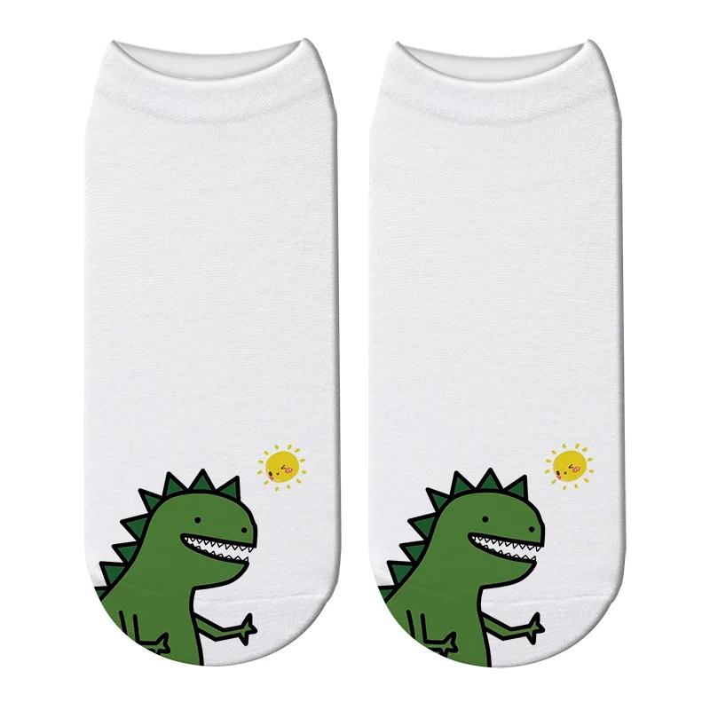 Харадзюку 3D принт динозавр мультфильм носки для женщин милый Юрский тираннозавр рекс милые короткие носки забавная Новинка унисекс носки - Цвет: 1