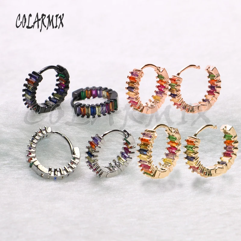 5 пар, летние цветные серьги, радужные циркониевые серьги, Кристальные серьги-гвоздики, аксессуары, серьги-Крючки для женщин, ювелирное изделие 5428