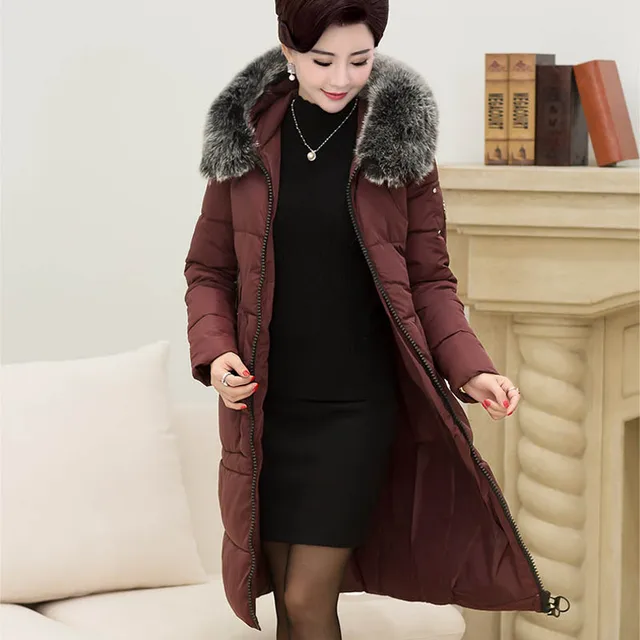 Mother loaded autumn and winter long coat down jacket in the elderly ...