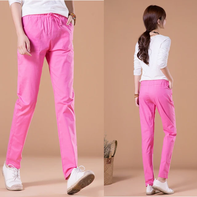 Summer Loose Cotton Linen Pants for Women Trousers Casual Solid Color Women Harem Pants Plus Size
