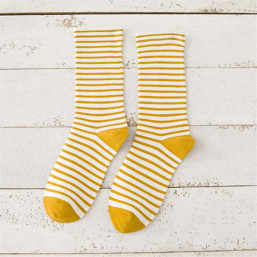 1 Pair Women Socks New Autumn Winter Japanese Fashion Harajuku Colorful Striped Socks Medias Cotton Thick Warm Long Funny Socks support socks for women