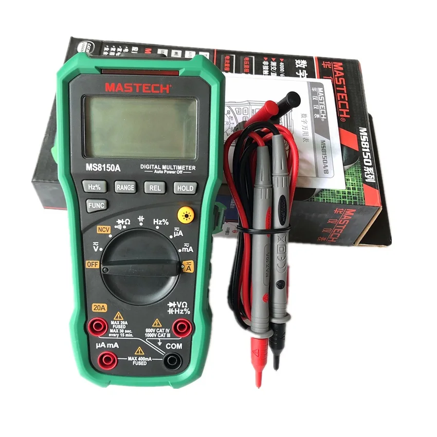 Mastech MS8150A цифровой 4000 отсчетов автоматический Диапазон мультиметр Напряжение Ток Сопротивление Tecrep тестер амперметр диагностический инструмент