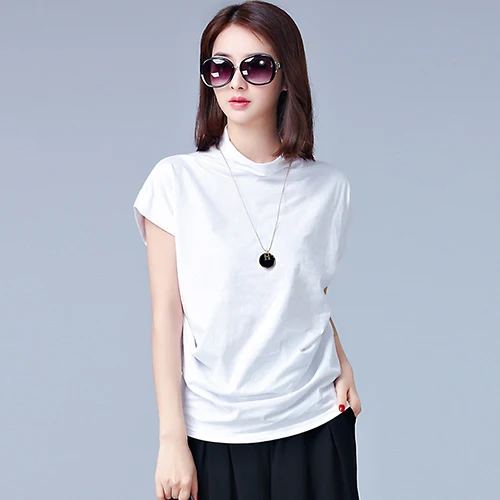 Высокое качество, 5 цветов, S-3XL, простая футболка, Женская хлопковая эластичная Базовая футболка, женские повседневные топы, женская футболка с коротким рукавом, E238 - Цвет: White
